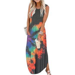 Women's Maxi Dress Summer Casual Sundress Sleeveless Long Dresses Hawaiian Beach
